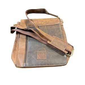 Urban Dezire Brown Distressed Leather‎ Messenger Bag Crossbody